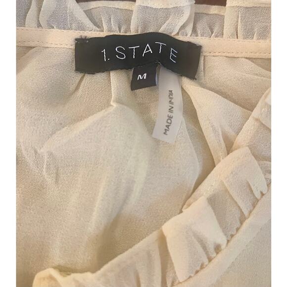 1. State Yellow Ruffle Collar Short Sleeve Blouse - Medium - NWT - Picture 3 of 4